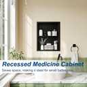 Qeke 14x18 Medicine Cabinet Recessed, Medicine Cabinet Without Mirror, 304 Stainless Steel Medicine Wall Niche with Double Shelves, Matte Black