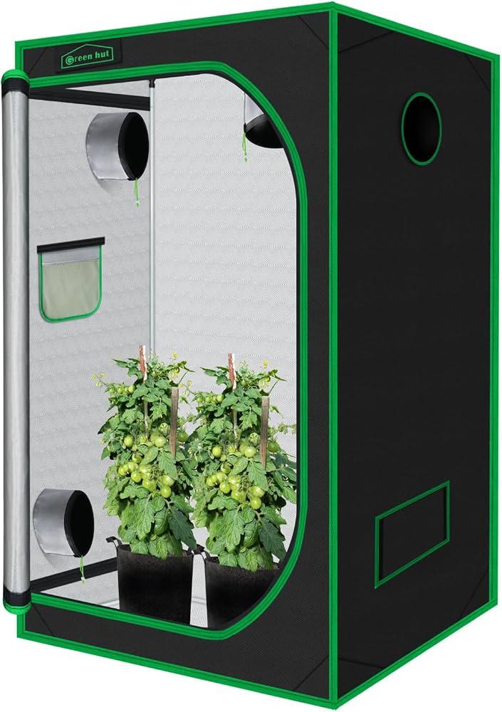 Green Hut 96"x48"x72" Roof Cube Grow Tent Plant Grow Tent | Observation Window, Removable Floor Tray, 100% Reflective Mylar Interior, Sturdy Frame for Plant Growing
