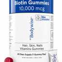 Be Bodywise Biotin 10000mcg Gummies | Hair Nail and Skin Vitamins | Biotin for Hair Growth for Women | Refined Sugar Free | 60 Day Pack (1 Gummy/Day) | Max Absorption