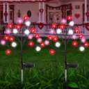 2 Pack Valentine's Day Solar Outdoor Lights, Valentines Day Decor Red Pink White Heart Solar Valentine Lights, Valentines Day Solar Decorations Outdoor Garden Lawn Yard Decorations