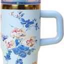 Insulated Travel Mug with Handle, Stainless Steel Vacuum (blue)