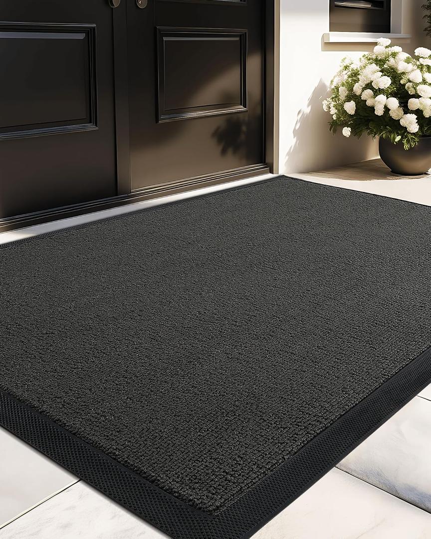 Color&Geometry Large Double Front Door Mat Outdoor Outside Entry Entryway Home Entrance Patio Waterproof Heavy Duty Doormat Welcome Matt - 35"x59" Grey