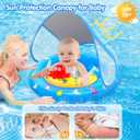 Baby Pool Float with Canopy, Inflatable Baby Swim Float with UPF50+ Sun Protection, Toddler Infant Pool Float with Toy Play Console Adjustable Safety Seat for Kids Girls Boys Aged 6-36 Months