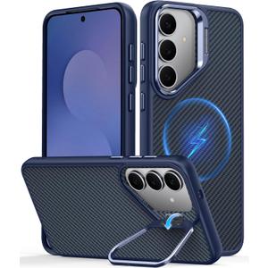 GOLDJU Magnetic for Samsung Galaxy S25 FE Case, [Compatible with Magsafe][Military Grade Drop Protection] with Stand Kickstand, Heavy Duty Shockproof Drop Proof Protective Phone Case for S25 FE, Blue