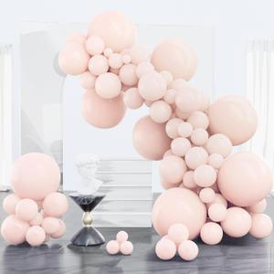 PartyWoo Light Pink Balloons 100 pcs Different Sizes of 18 12 10 5 Inch Pastel Baby Pale Light Blush Pink Balloon Arch Kit Garland for Wedding Baby Shower Birthday Party Decorations Pink-Q01