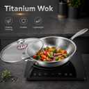 Titanium Wok with Lid,Titanium Wok Pan for Cooking,14 Inch Non Stick Wok Pan,No Coating Titanium Frying Pans,PFAS/PFOA/PTFE Free Cookware,Induction