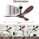 Obabala 52 Inch Ceiling Fan Without Lights, Walnut Finish | Outdoor Ceiling Fan with Remote, 6-Speed Adjustable Reversible DC Motor for Patio & Living Room