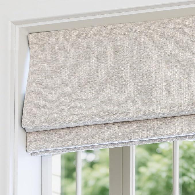 Cordless Blackout Roman Shades, Fabric Shades for Windows, Washable Roman Blinds for Indoor Windows, French Doors, Bedroom, 35W x 48H Inches