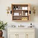 Wall Mounted Bathroom Storage Cabinet with Adjustable Shelf, Wooden Medicine Cabinet Over The Toilet Organizer for Space Saving, Modern Farmhouse Style, Natural Oak, 24.6" W x 7.87" D x 25.59" H