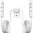 3-Prong Twin Extension Cord 16FT Double Cord 8 FT Each Side Slim Flat Head Extension Cord Total 6 Outlets