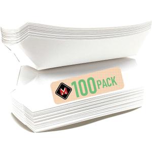 Mr Miracle 7 Inch Paper Hot Dog Tray in White. Pack of 100. Disposable, Recyclable and Fully Biodegradable. Made in USA