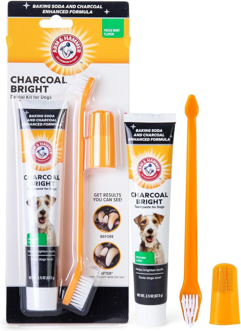 Arm & Hammer for Pets Dog Dental Care Fresh Breath Kit | Includes Arm & Hammer Baking Soda Dog Toothpaste and Dog Toothbrush | Dog Plaque Removal Kit, Mint (1 Count (Pack of 1))