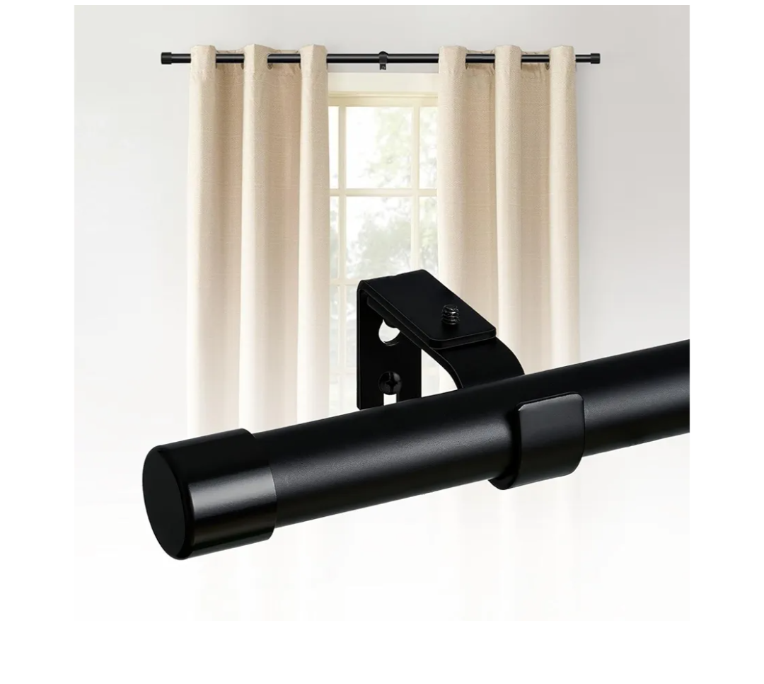 ASHLEYRIVER Curtain Rods for Windows 28 to 48,Heavy Duty Curtain Rods 1 Inch Adjustable Black Curtain Rod Set with Aluminium Finials,30"-60", Black-1Pack