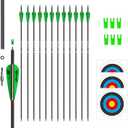 31inch Carbon Arrow Archery Targeting Practice Hunting Arrows for Compound & Recurve Bow with Removable Tips(Pack of 12) (Green White)