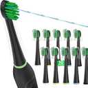 Replacement Toothbrush Heads for All Waterpik Sonic Fusion Models (SF-01, SF-02, SF-03, and SF-04 Series), Compact, with Covers, 10 Count, Black