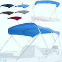 4 Bow Marine Grade Bimini Top Replacement Cover, Heavy-Duty Waterproof and UV-Proof Boat Canopy, Fade and Crack Resistant Easy Install Zipper Sleeves Boat Awning/Without Frame,Blue
