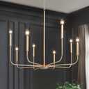 LALUZ 8-Light Gold Chandelier, 31.5'' Large Farmhouse Dining Room Light Fixture Over Table, Modern Chandeliers Hanging Lights Fixtures for Living Room Foyer Staircase High Ceilings