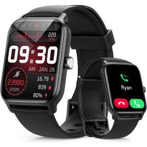 Tensky Smart Watch for Men/Women, 1.85'' HD Activity Smartwatch for Android/iPhone/Samsung/(Bluetooth Call), Alexa Built-in, 100+ Sport Modes Fitness Digital Tracker, Sleep/Heart Rate/SpO2 Monitor