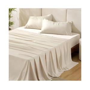 Bedsure Queen Sheet Set, Rayon Derived from Bamboo, Cooling Sheets, Breathable & Soft, Deep Pocket Up to 16", Hotel Luxury Silky Bedding for Hot Sleepers, Light Beige