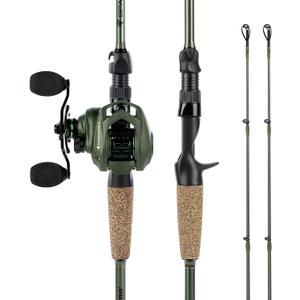 KastKing Spartacus II Twin-Tip Fishing Rod and Reel Combo, Spinning & Casting Combo, Fishing Poles and Reels Combo, KastFlex IM6 Graphite Blanks, 2-Piece Rods with Extra Tip, Cast-7'1'' Medium Heavy-Left Handed-2pcs