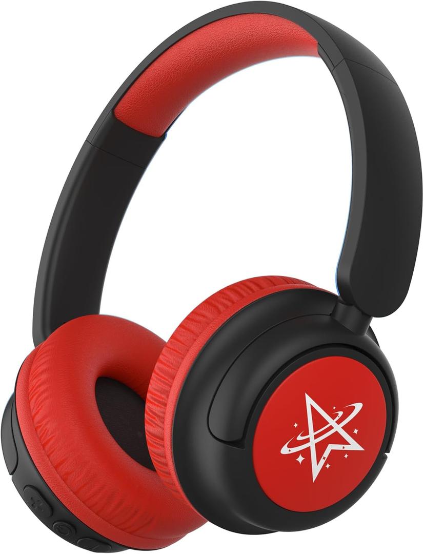 iClever BTH22 Kids Bluetooth Headphones, 60H Play Time, 74/85 dBA Safe Volume, Bluetooth 5.4, USB C, Over Ear Kids Headphones Wireless with Mic AUX Cord for iPad/Tablet/Travel/School, Red/Black