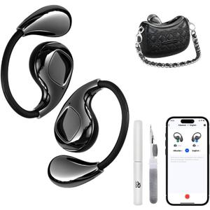 AI Language Translator Earbuds, 139 Languages Handbag Translation Earbuds Real Time for iOS & Android with Cleaning Pen, BT 5.4 Fashionable OWS Translation Headphones for Travel Business, Deep Black