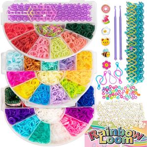 Rainbow Loom: 6,000 Bands Mighty Rainbow Case with 2 Mighty Looms, 6 Cute-tique Charms & 50 Beads  DIY Bracelet & Jewelry Making Kit for Kids 7+