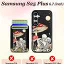Shorogyt for Samsung Galaxy S25 Plus Cute Kawaii Leather Phone Case - Compatible with Magsafe Wallet Magnetic Credit Card Holder Mushroom Skull Design Phone Cover for Women Girls, Fits 7 Cards