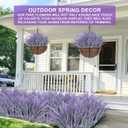 TURNMEON 20 Bundles Artificial Lavender Flowers for Outdoors Summer Decor,UV Resistant No Fade Fake Plants Plastic Faux Plants for Home Window Box Planter Porch Garden Home Cemetery Decor (Gray Purple)