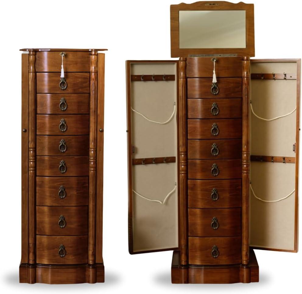 Hives and Honey Sheffield Standing Armoire Jewelry Cabinet, Walnut