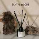 Craft & Kin Reed Diffuser with Dried Flowers | 3.4 oz Santal Woods Fall Scented Reed Diffusers for Home, Bathroom | Scent Sticks | Elegant Fragrance Home Decor for Men & Women