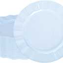 72 Pack Blue Plastic Plates, 7" Disposable Wave Edge Salad/Dessert Plates Elegant Heavy Duty Plate for Party, Wedding, Thanksgiving, Christmas