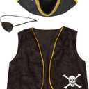 Tigerdoe Pirate Costume For Adults - Pirate Toys and Accessories - Dress Up Clothes - 3 Piece Set (Hat, Eye Patch and Vest) (Black)