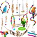 22 Packs Bird Parakeet Cockatiel Toys,Parrot Swing Chewing Hanging Toy with Safe Bells,Bird cage Colorful Climbing Standing Rope Natural Wood Ladder Bungee Toys
