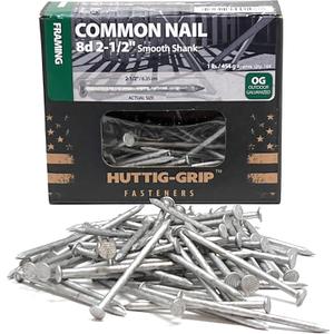 Huttig-Grip 2-1/2 in Framing Common Nail 8d Size, Outdoor Galvanized Finish, 1 lb Pack of 104 Nails