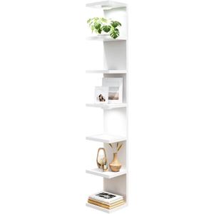 Fixwal 7 Tier Wall Mounted Shelf Unit White Floating Shelves with LED Lights Lack Wall Shelf for Home Decor Organizer Display