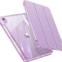 INFILAND Compatible with iPad Air 11 Inch Case M3/M2 (2025/2024), iPad Air 5th/4th Generation Case Cover (2022/2020) 10.9 inch with Crystal Clear Slim Back & Pencil Holder English Lavender (Diamond Clear Light Purple)