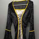 YEAXLUD Womens Renaissance Medieval Costume Dress Lace up Irish Over Long Dresses Cosplay Retro Gown (Small, Black)