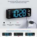 Digital Wall Clock, Digital Clock Large Display with Remote Control, Corded LED Alarm Clocks with Date, Week, Temp, Humidity, Auto DST, Countdown, for Living Room Bedroom Classroom Office (Blue)
