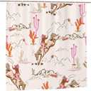 Vintage Western Cowgirl Shower Curtains Rustic Wild West Cowboy Ride Horse and Desert Cactus Polyester Waterproof Cloth Bathroom Curtain with 12 Hooks 36x72Inch92x183cm