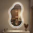 SMIROR Irregular Led Bathroom Mirror 20x 36 inch, Cloud Lighted Vanity Mirror with Lights for Wall, Anit-Fog, Dimmable, Memory (Vertical/Horizontal) (Front Light and Backlit)