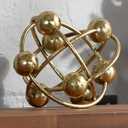 6-inch Metal Round Orbital Sphere with Golden Orbit Balls, Decorative Gold Sphere Sculpture for Home Table Shelf Decor