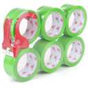 BOMEI PACK Heavy Duty Colored Packing Tape with Dispenser 1.88 Inch x 60 Yards (Green) 6 Rolls, 2.4 mil Industrial Grade Packaging Tape for Shipping, Moving, Mailing & Storage