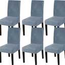 Turquoize Chair Covers for Dining Room, Stretch Velvet Dining Chair Slipcovers Blue Dining Chair Covers Set of 6 Removable Washable Chair Protector for Kitchen, Hotel, Restaurant (6, Stone Blue)