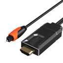 HDMI ARC/eARC to Optical Audio Converter, 192KHz ARC to Optical Adaptor Supports PCM2.0, Dolby 5.1, DTS 5.1 -ARC Audio Extractor Cable 6 FT for TV to Soundbar,Amplifier,Speaker