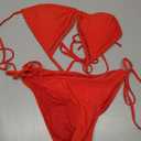 Women Two Piece Swimsuit Halter Triangle Hollow Out Bathing Suits Cheeky String Bikini Sets (Large, Red)