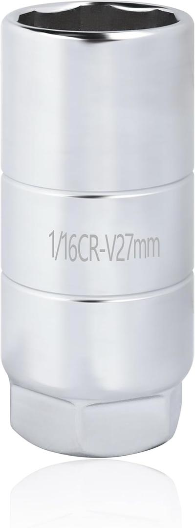 Oil Pressure Sensor Socket,1 1/16 Socket Switch Fits 3/8" Drive or 1 1/8" Hex Wrench,Professional Oil Pressure Switch Socket for Quick Removing/Installing Oil Sending Unit (Silver)