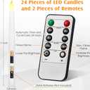 Tuanse 24 Pack Flameless Taper Candles with Remote & Timer, 11" Flickering 3D LED Battery Operated Window Candlesticks, Dimmable for Wedding Table Centerpieces Home Valentines Decor(White)