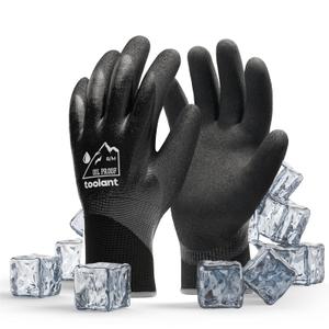 Waterproof Gloves for Men and Women, Freezer Gloves with Grip, Double Nitrile Dipped for Extreme Oil Repellent, for Construction, Mechanics, Mining, Plumbing, Black, Medium (Medium (Pack of 1))