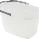 Casabella Cleaning Bucket Rectangular for Mopping or Storage with Handle and Built-In Pour Spouts, 4-Gallon, Clear